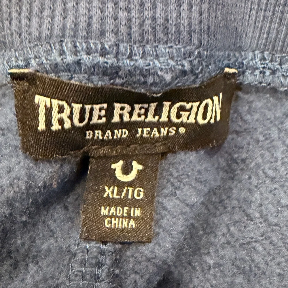 True Religion Jogger Sweatpants Blue Logo Fleece‎ Drawstring Men’s XL